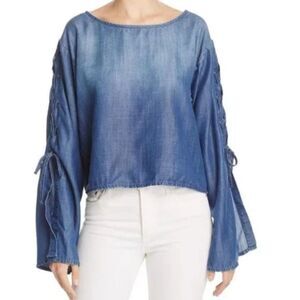 Bella Dahl Lace Up Bell Sleeve Tencel Shirt Size Small NWT